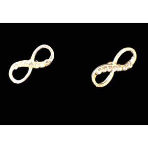 Highly Sparkly Silver & Faux Diamond INFINITY Loops Stud Post Earrings
